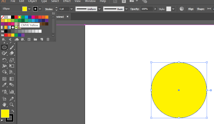 fill ellipse warna kuning
