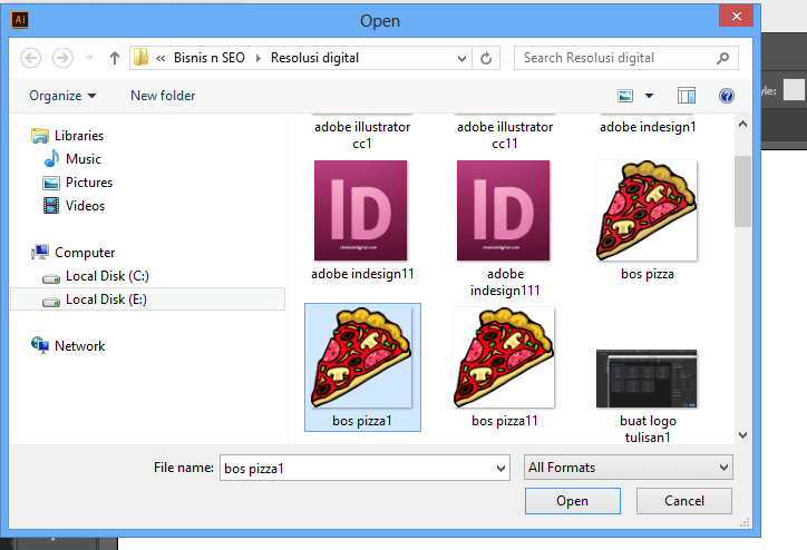 memilih logo gambar pizza
