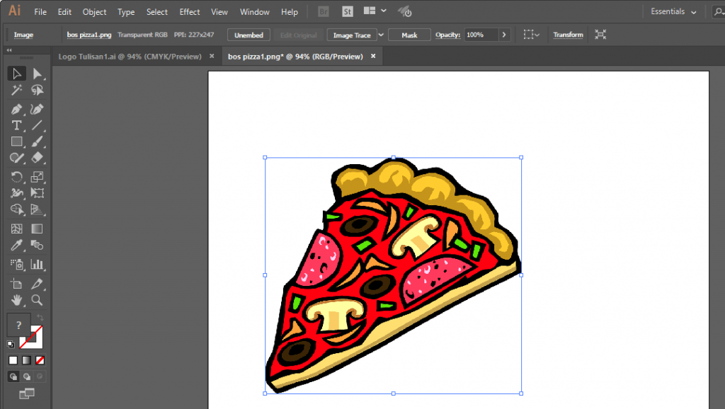 mengecilkan logo pizza