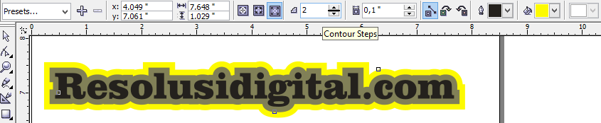 hasil contour tool pada teks
