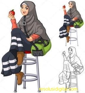 sketsa anime hijab11